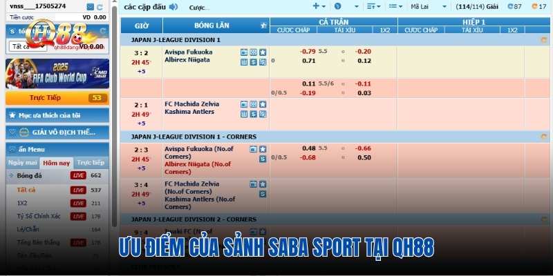 Ưu điểm sảnh Saba tại QH88